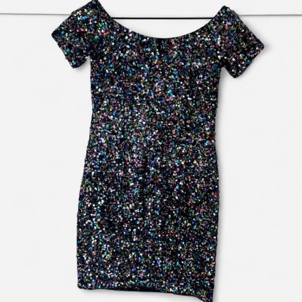 Gianni Bini Zoe Confetti Sequin Off-The-Shoulder Dress Mini
